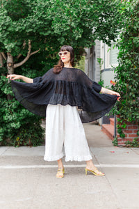 Mushroom Top in Black Linen Wool (RTS)
