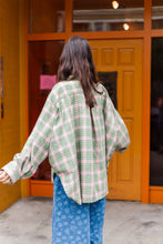 Soft Volume Long Sleeve Top in Green/Pink Plaid Flannel