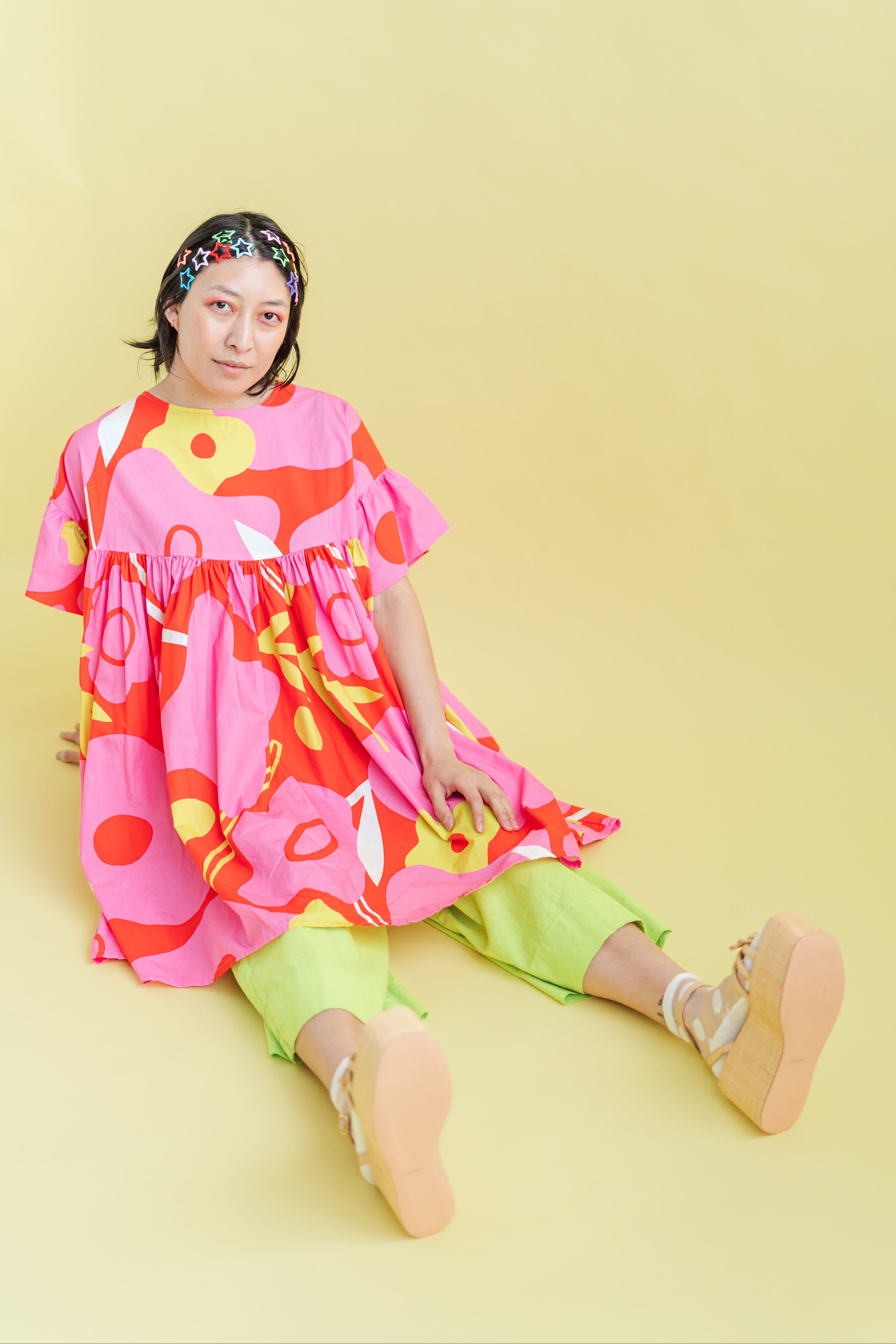 Mini Mushroom Dress in Petal Pop