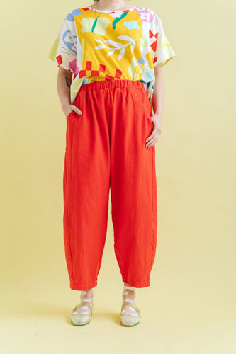 Barrel Pant in Tomato Twill (RTS)