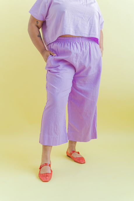 Mid Easy Pant in Lilac Linen (RTS)