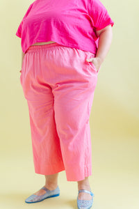 Mid Easy Pant in Bubble Gum Linen (RTS)