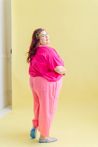 Mid Easy Pant in Bubble Gum Linen (RTS)