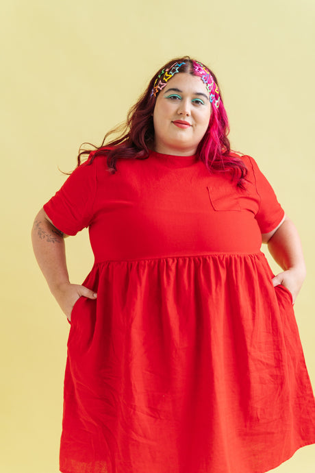 Everyday Dress in Cherry Linen (RTS)