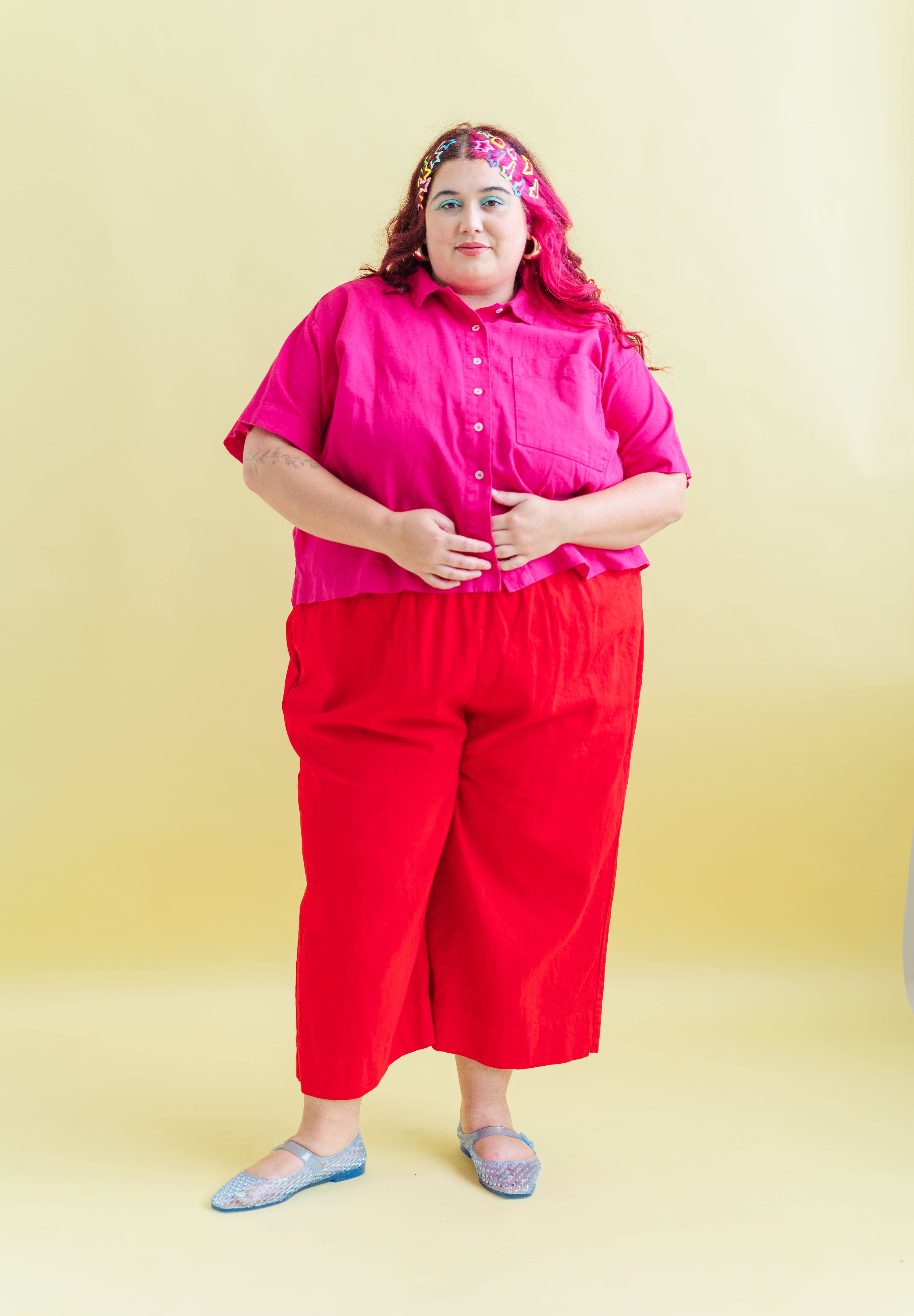CHERRY LINEN MID EASY PANT