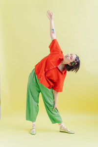 Barrel Pant in Acid Green Twill (RTS)
