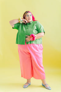 Mid Easy Pant in Bubble Gum Linen (RTS)