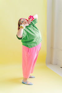 Mid Easy Pant in Bubble Gum Linen (RTS)