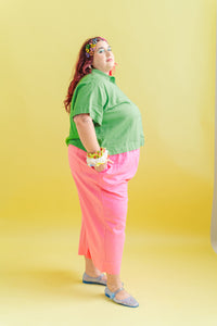 Mid Easy Pant in Bubble Gum Linen (RTS)