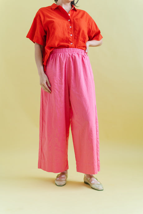 Mid Easy Pant in Bubble Gum Linen (RTS)