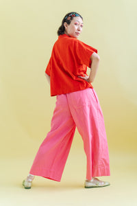 Mid Easy Pant in Bubble Gum Linen (RTS)