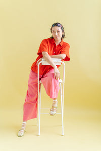 Mid Easy Pant in Bubble Gum Linen (RTS)