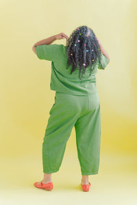 Barrel Pant in Acid Green Twill (RTS)