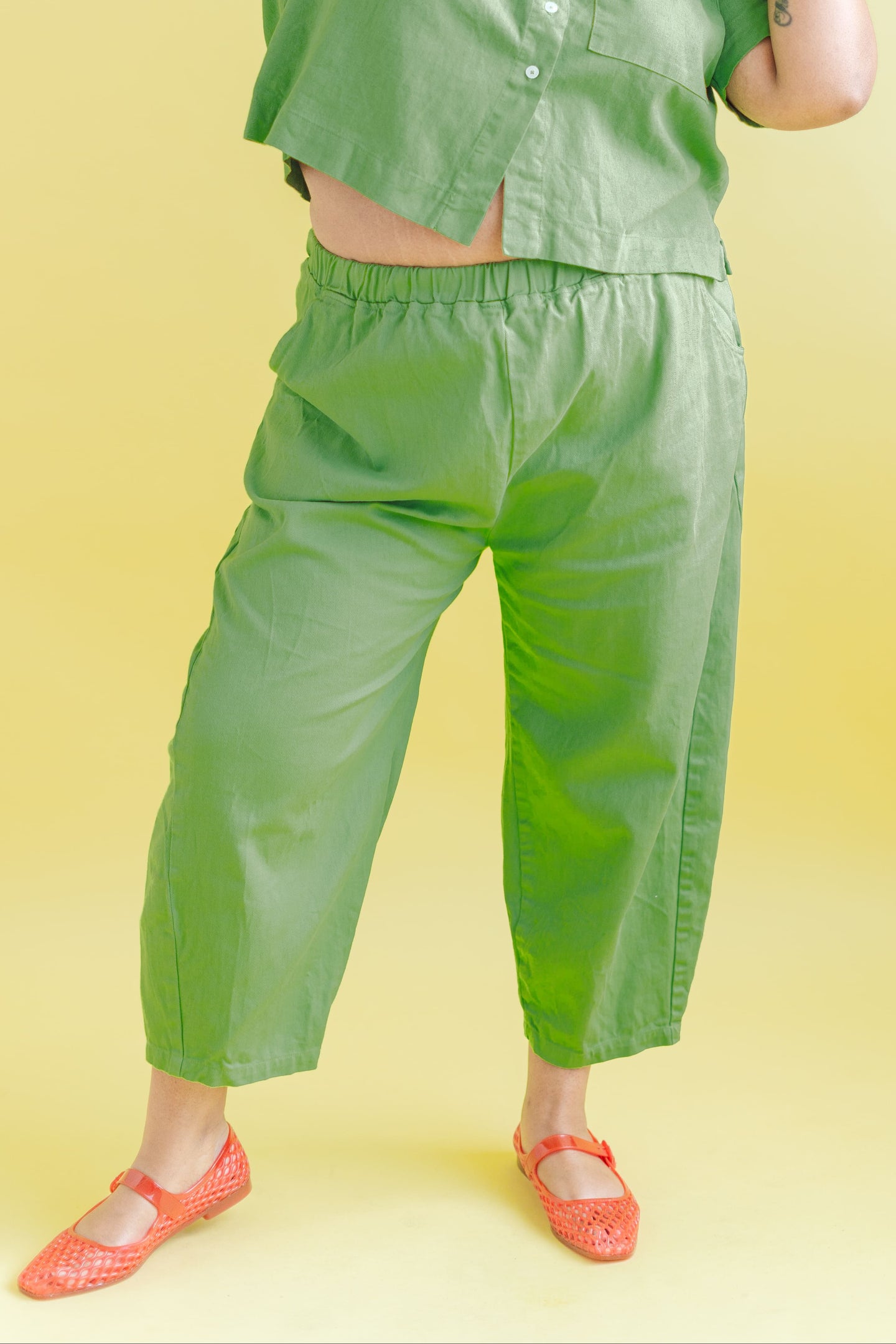 Barrel Pant in Acid Green Twill (RTS)