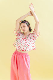 Boxy Crop Top in Cherry Mesh
