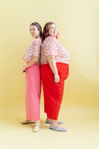 Mid Easy Pant in Bubble Gum Linen (RTS)
