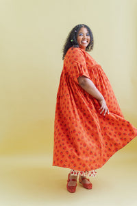 Mushroom Dress in Strawberry Margarita Cotton Poplin (RTS)