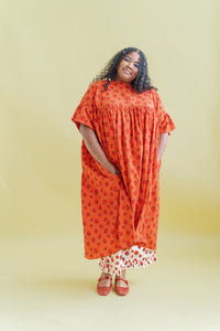 Mushroom Dress in Strawberry Margarita Cotton Poplin (RTS)