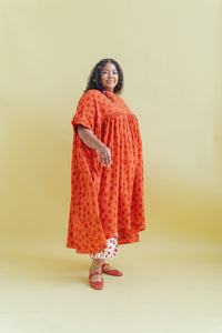 Mushroom Dress in Strawberry Margarita Cotton Poplin (RTS)