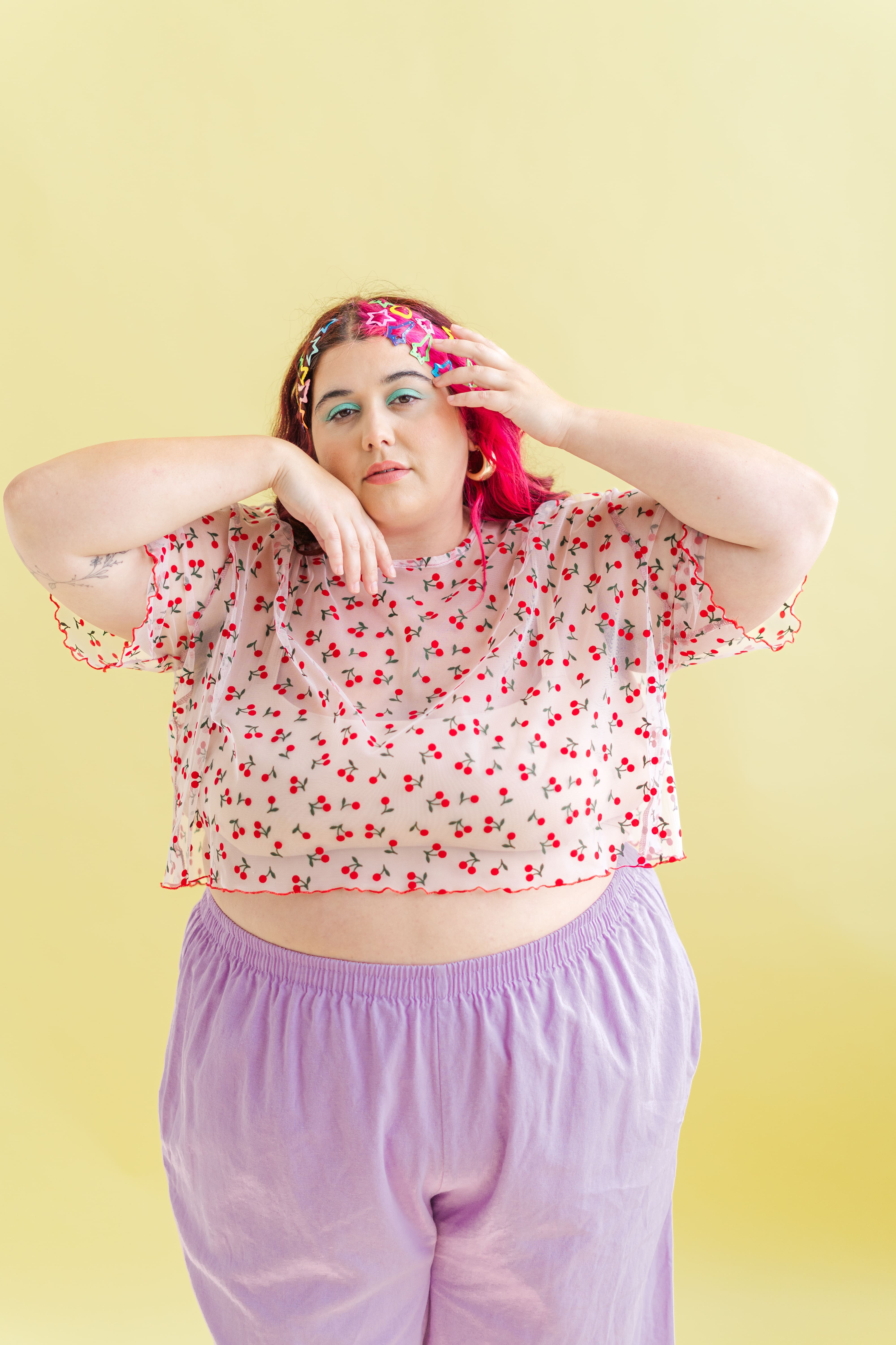 CHERRY MESH BOXY CROP TOP – Nettle Studios