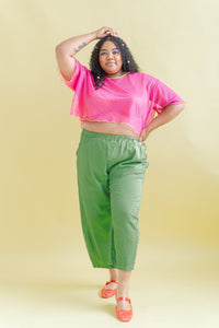 Barrel Pant in Acid Green Twill (RTS)