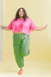 Barrel Pant in Acid Green Twill (RTS)