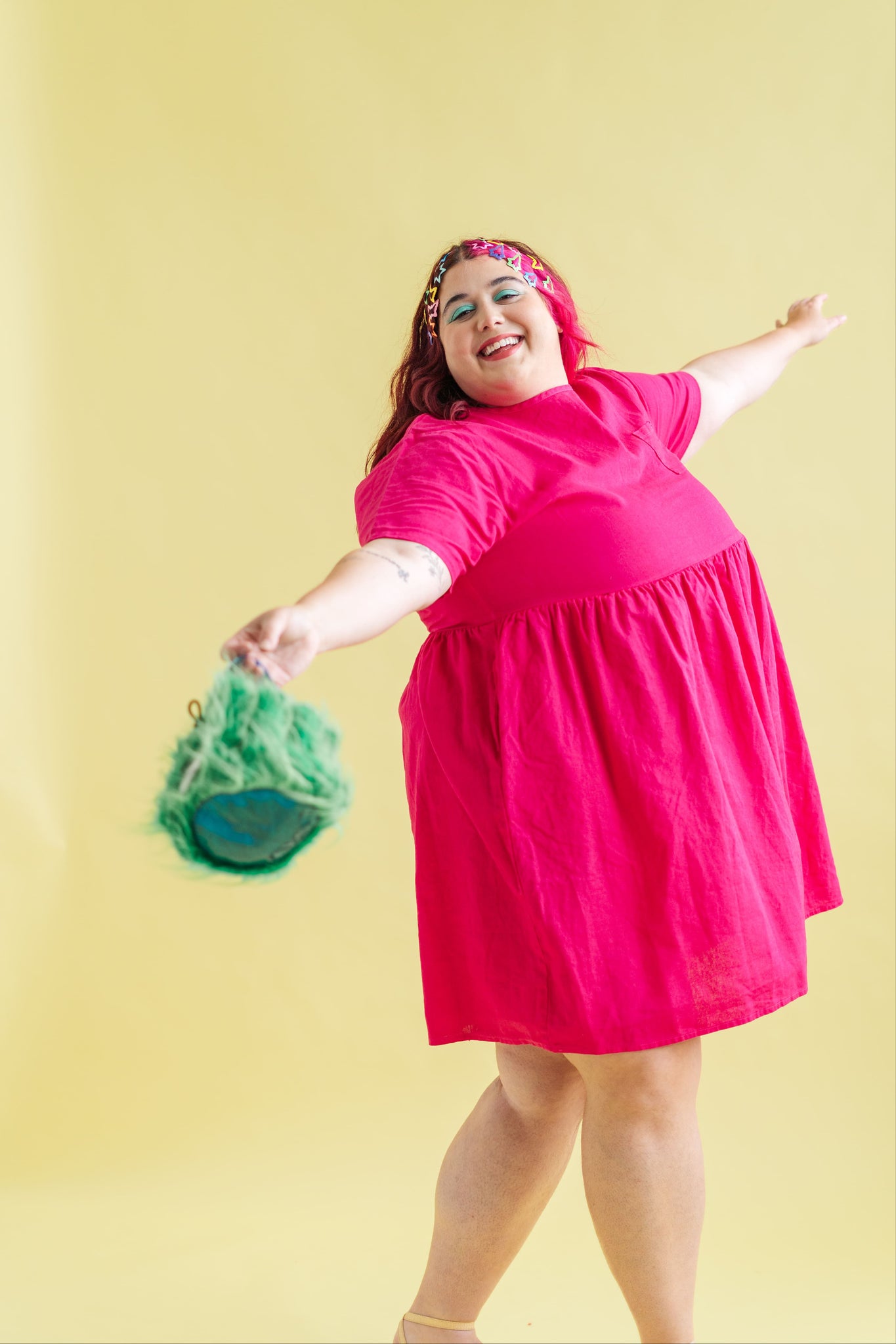 Everyday Dress in Hot Pink Linen 3XL Everyday Dress in Hot Pink Linen 3XL