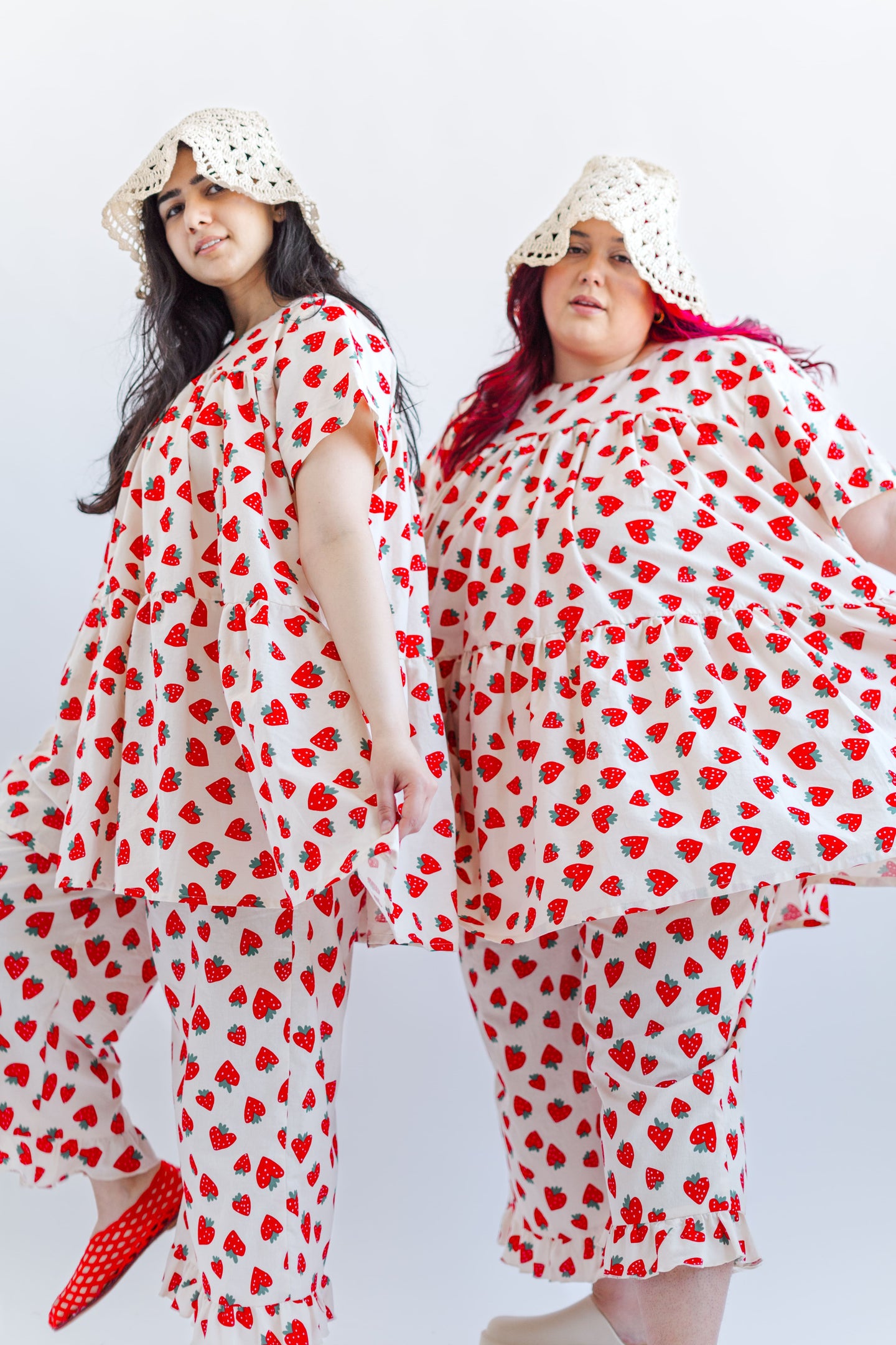 Mushroom Dress in Strawberry Cotton Poplin