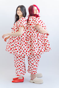 Mushroom Dress in Strawberry Cotton Poplin