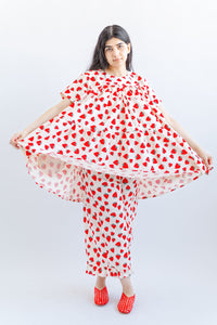Mushroom Dress in Strawberry Cotton Poplin