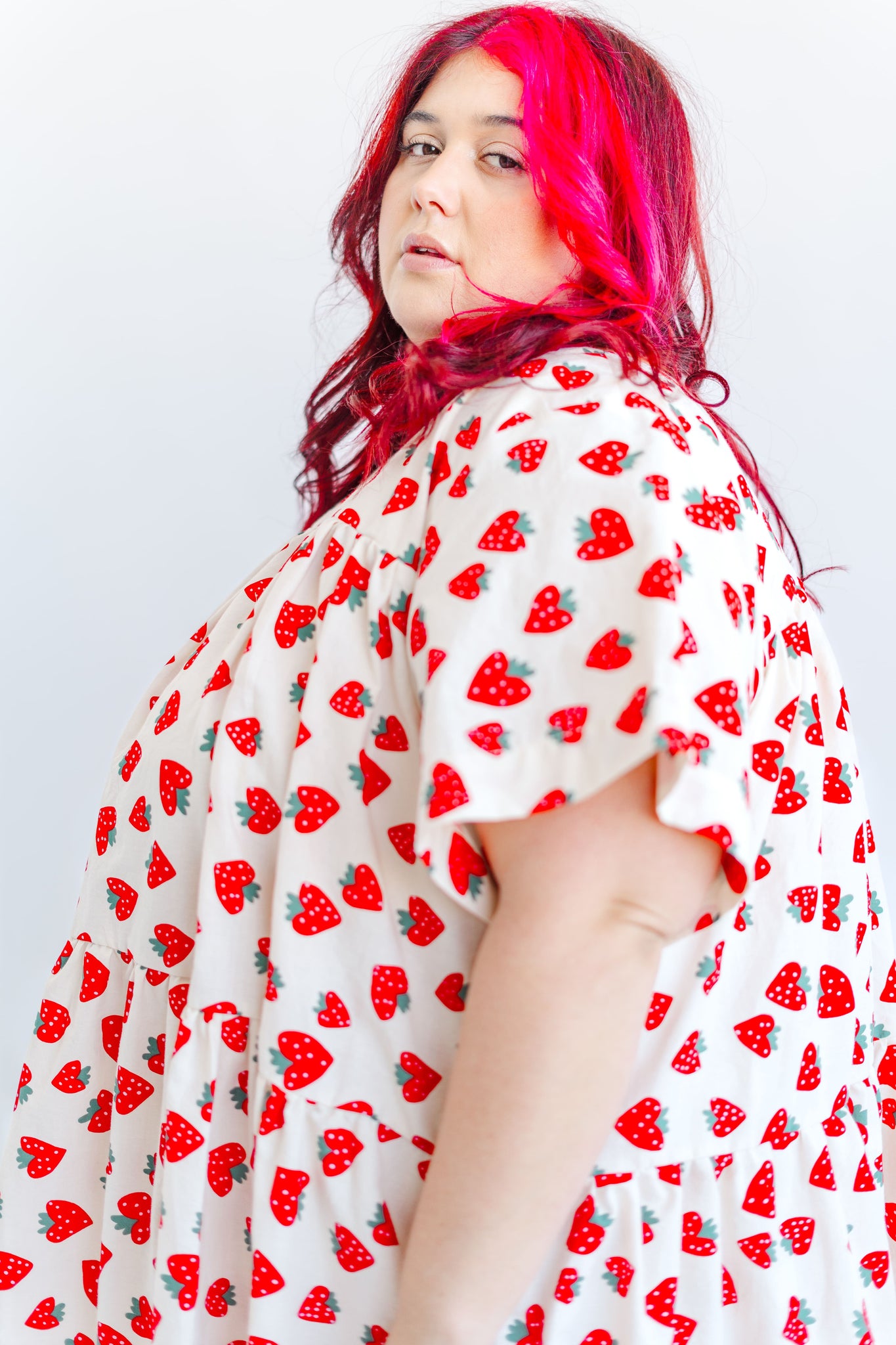 cotton tiered mini dress Strawberry Cotton Poplin Tiered Mini Dress – Nettle Studios