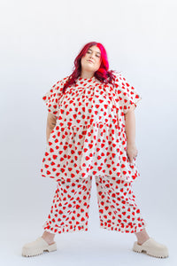 Mushroom Dress in Strawberry Cotton Poplin