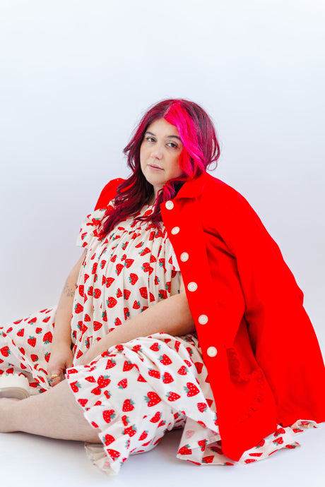 Heart Chore Jacket in Red Twill (RTS)