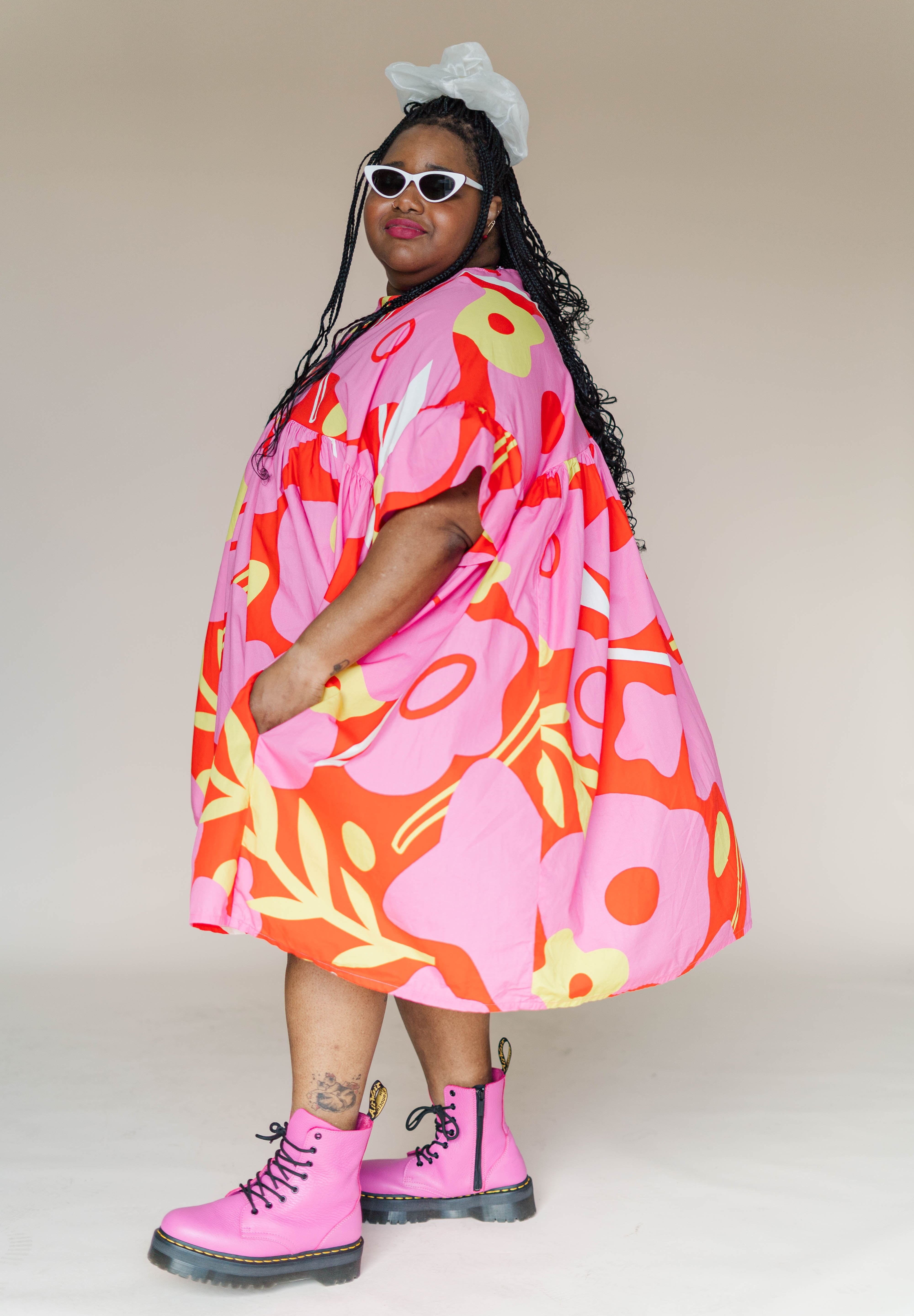 Mini Mushroom Dress in Petal Pop