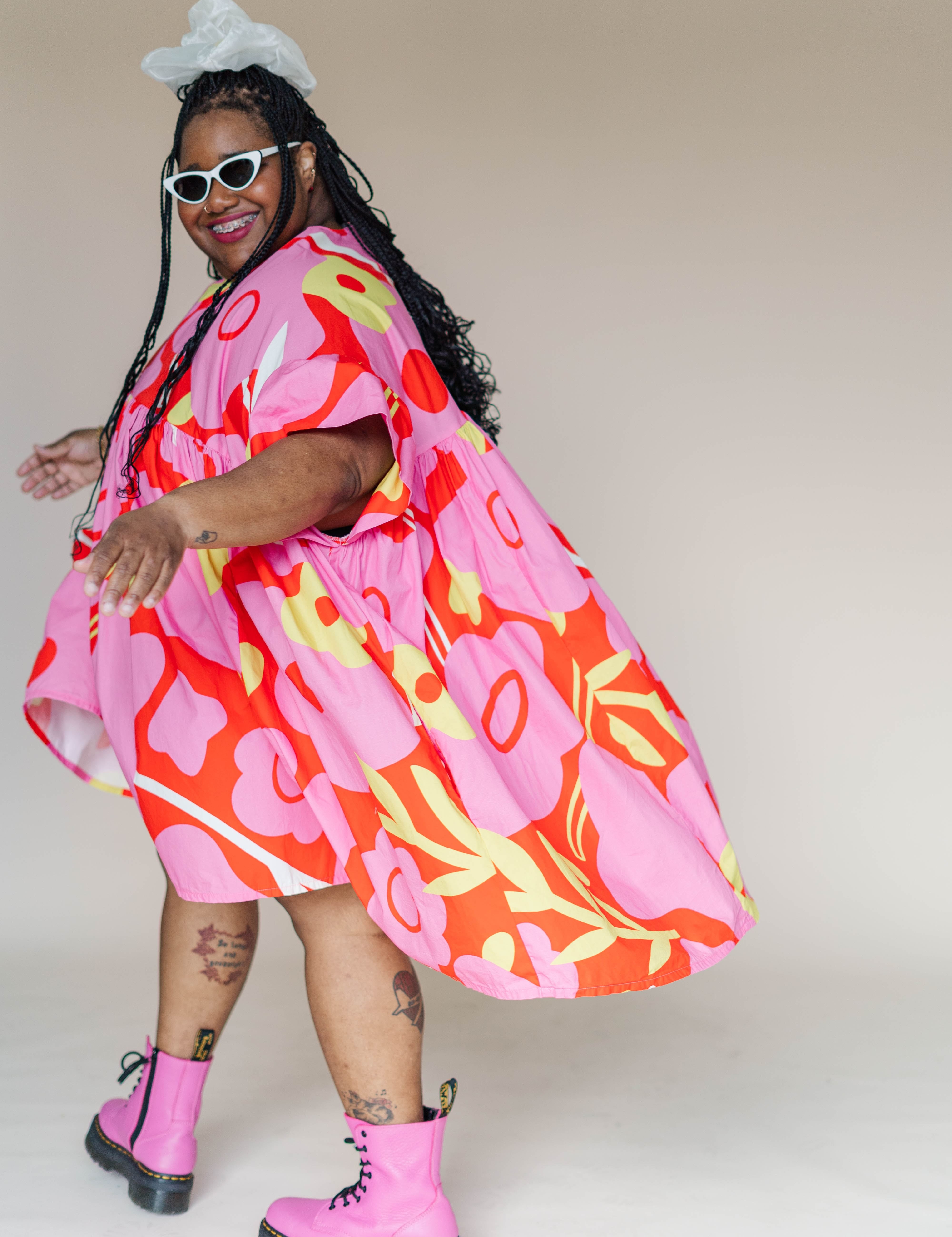 Mini Mushroom Dress in Petal Pop