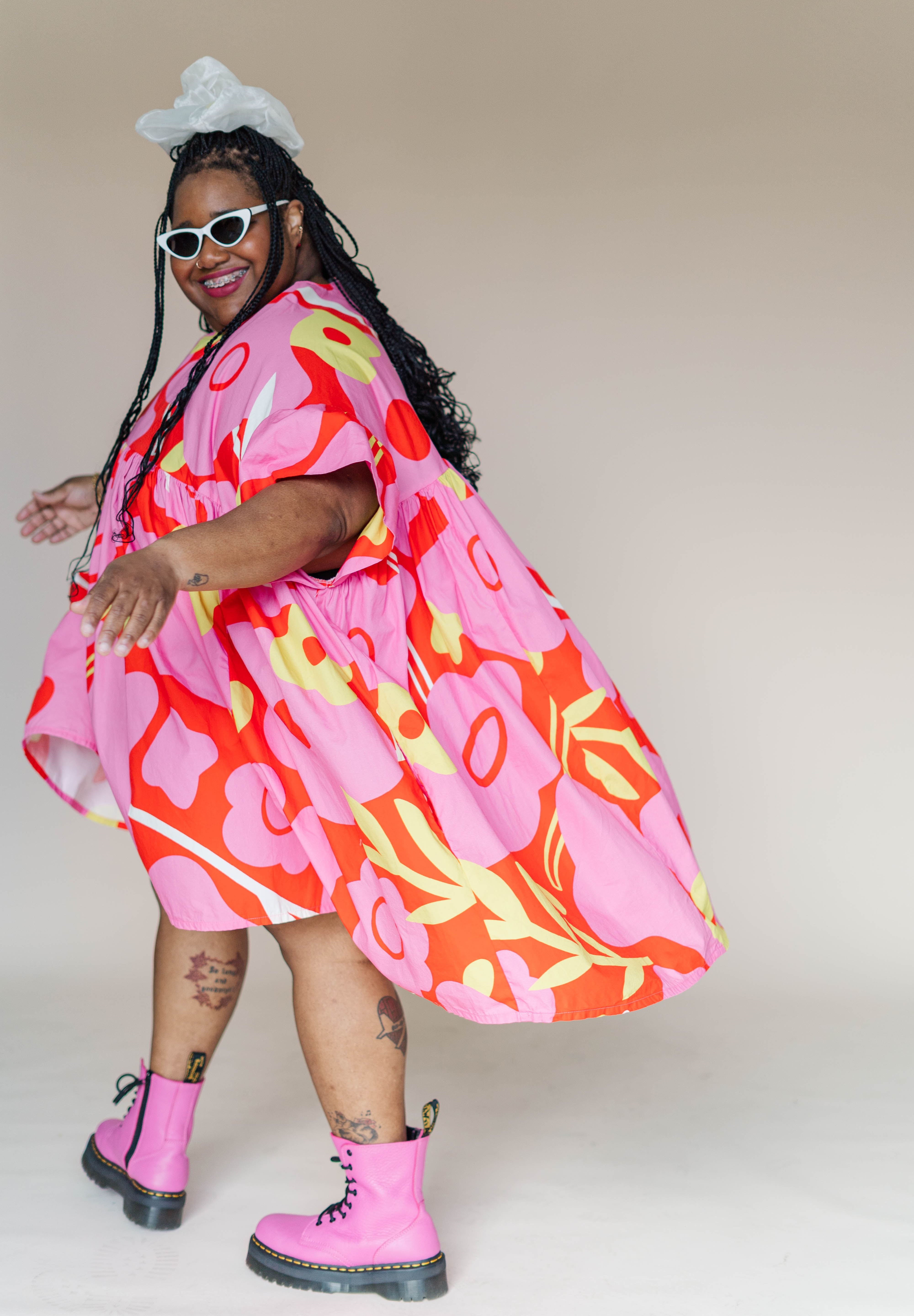 Mini Mushroom Dress in Petal Pop