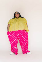 Pink Polka Dot Pleated Flare Pant