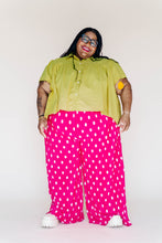 Pink Polka Dot Pleated Flare Pant