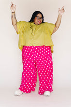 Pink Polka Dot Pleated Flare Pant
