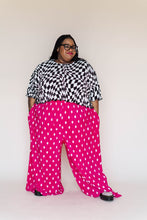 Pink Polka Dot Pleated Flare Pant