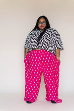 Pink Polka Dot Pleated Flare Pant