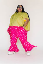 Pink Polka Dot Pleated Flare Pant