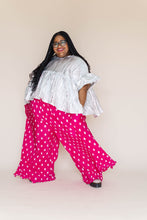 Pink Polka Dot Pleated Flare Pant