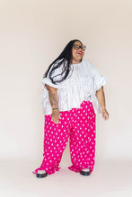 Pink Polka Dot Pleated Flare Pant