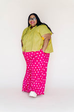 Pink Polka Dot Pleated Flare Pant