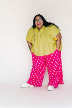 Pink Polka Dot Pleated Flare Pant