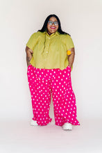 Pink Polka Dot Pleated Flare Pant