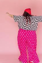 Pink Polka Dot Pleated Flare Pant