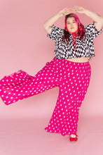Pink Polka Dot Pleated Flare Pant