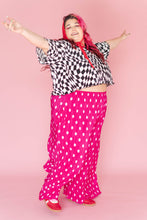Pink Polka Dot Pleated Flare Pant